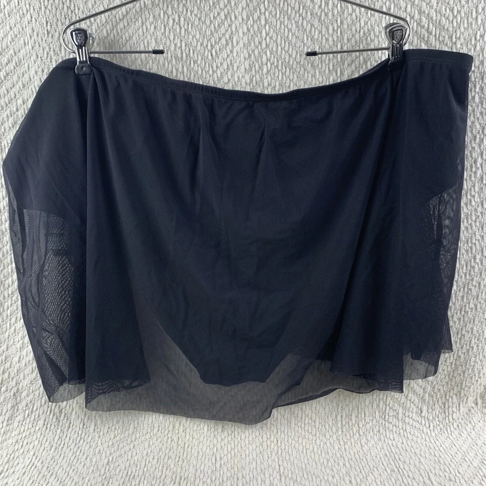 NWT Time and Tru Womens‎ Mesh Swim Suit Skirt Black Bottom 3X (24W-26W) Side Tie